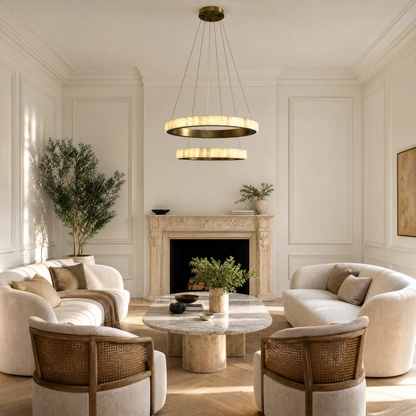 Griis Alabaster Double Ring Chandelier