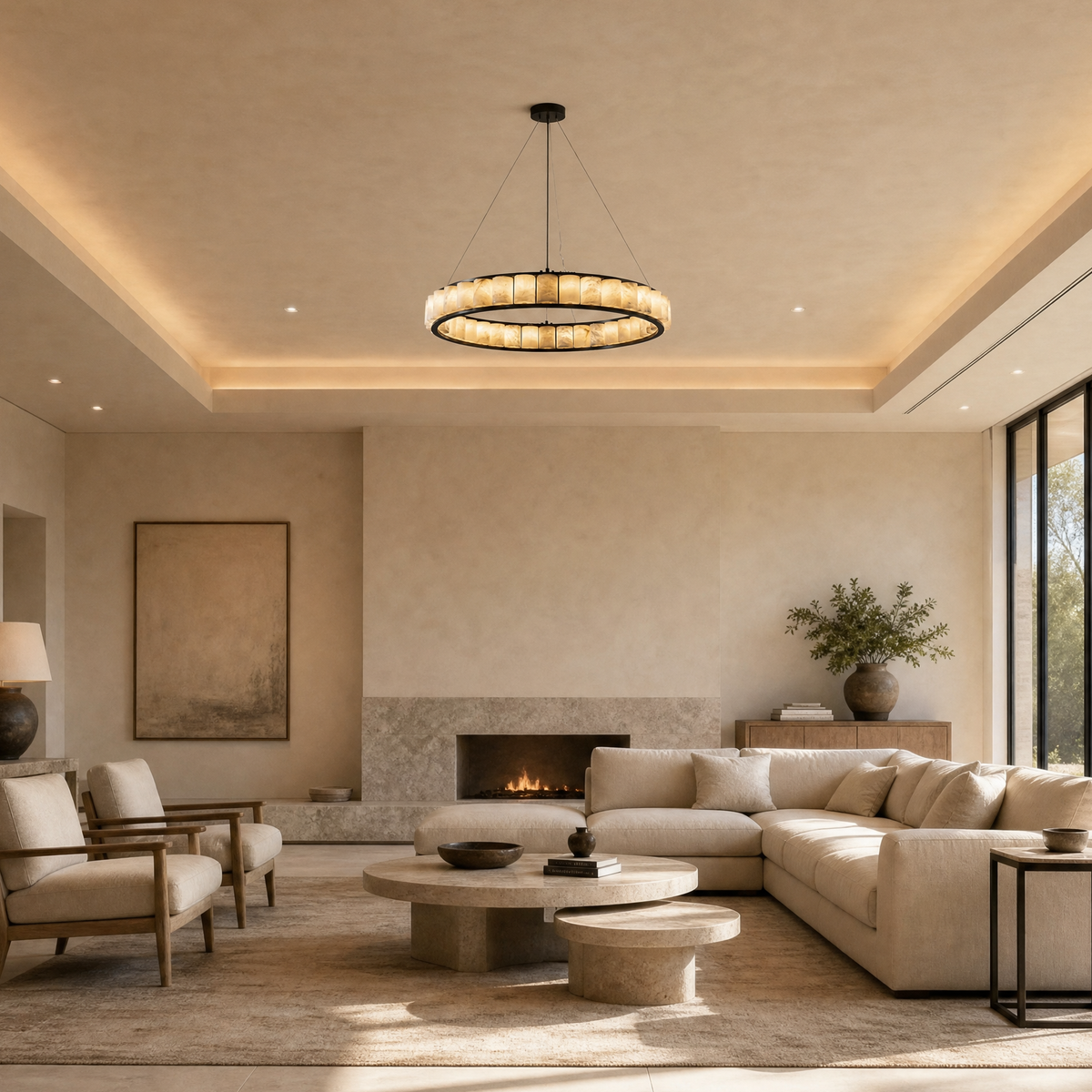 Griis Modern Alabaster Ring Chandelier