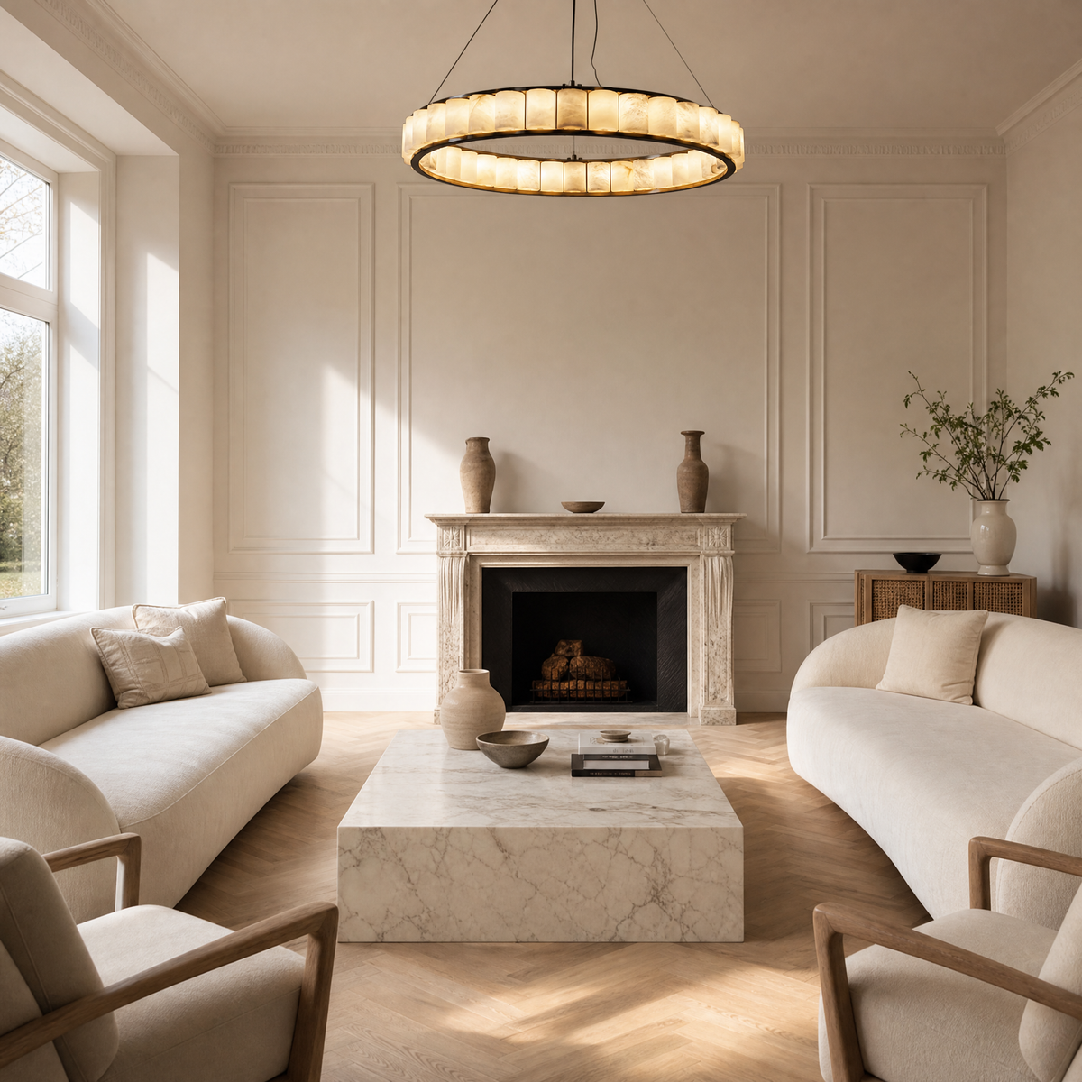 Griis Modern Alabaster Ring Chandelier