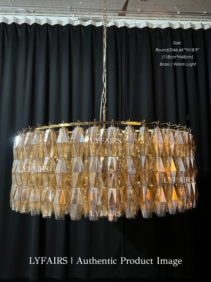 Modern Round/Rectangular/Funnel Smoke Glass Chandelier for Low-ceiling
