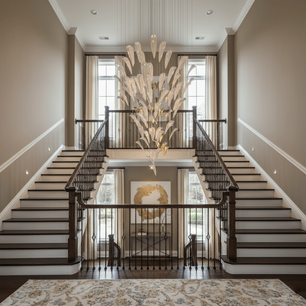 Galaxy White Feather Art Deco Chandelier