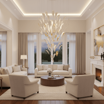 Galaxy White Feather Art Deco Chandelier