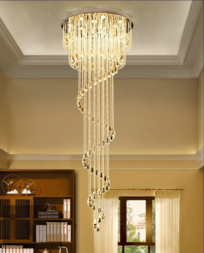 JC Double Spiral Staircase Crystal Chandelier for Loft, Restaurant, Hotel, Hall, Stairwell image | luxury furniture