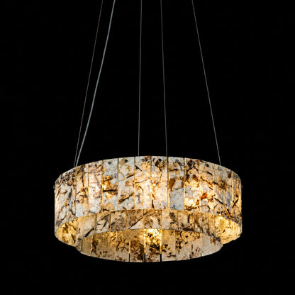 Modern Two-Tier Luxury Stone Round Chandelier