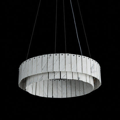 Modern Two-Tier Luxury Stone Round Chandelier