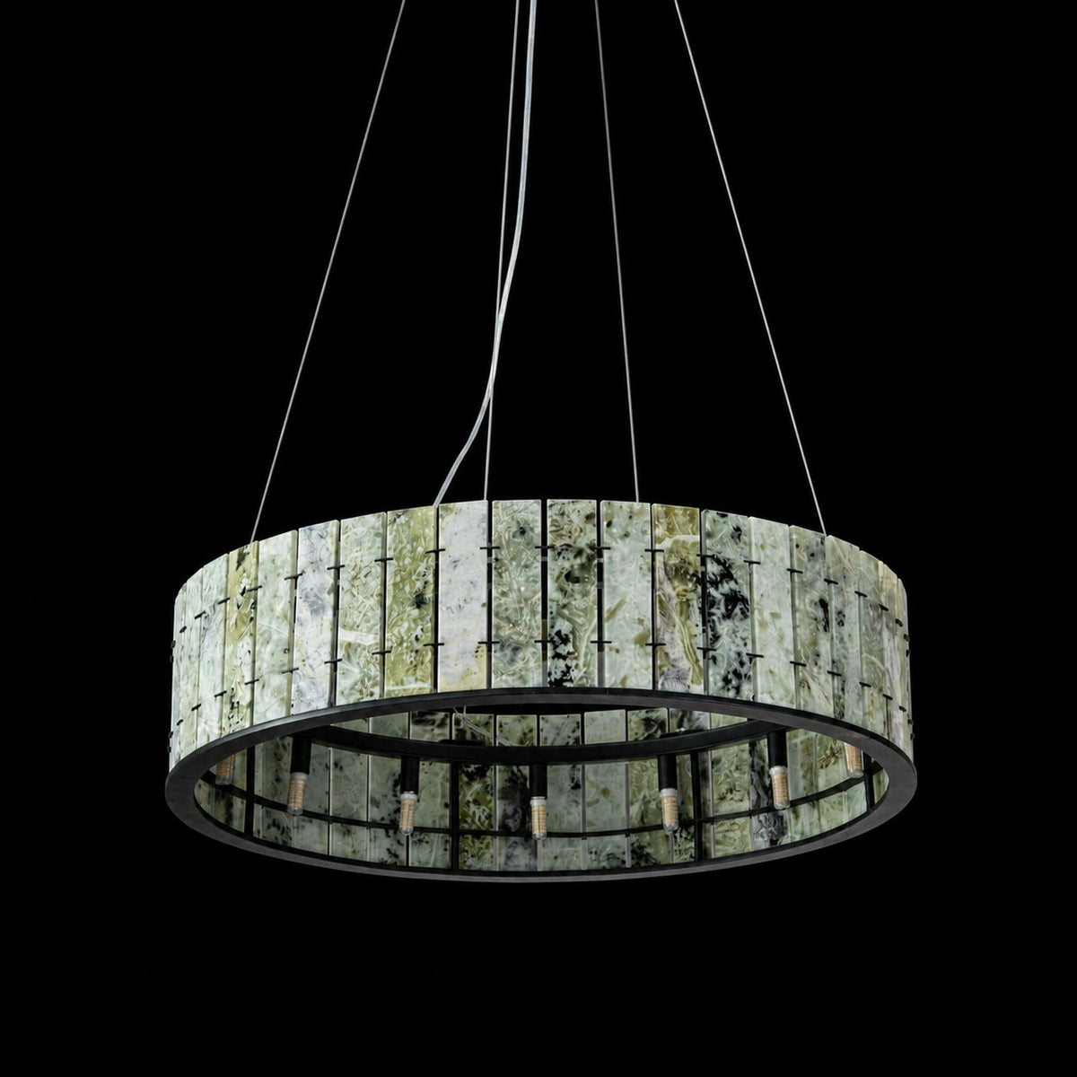 Modern Sculptural Luxury Stone Drum Chandelier