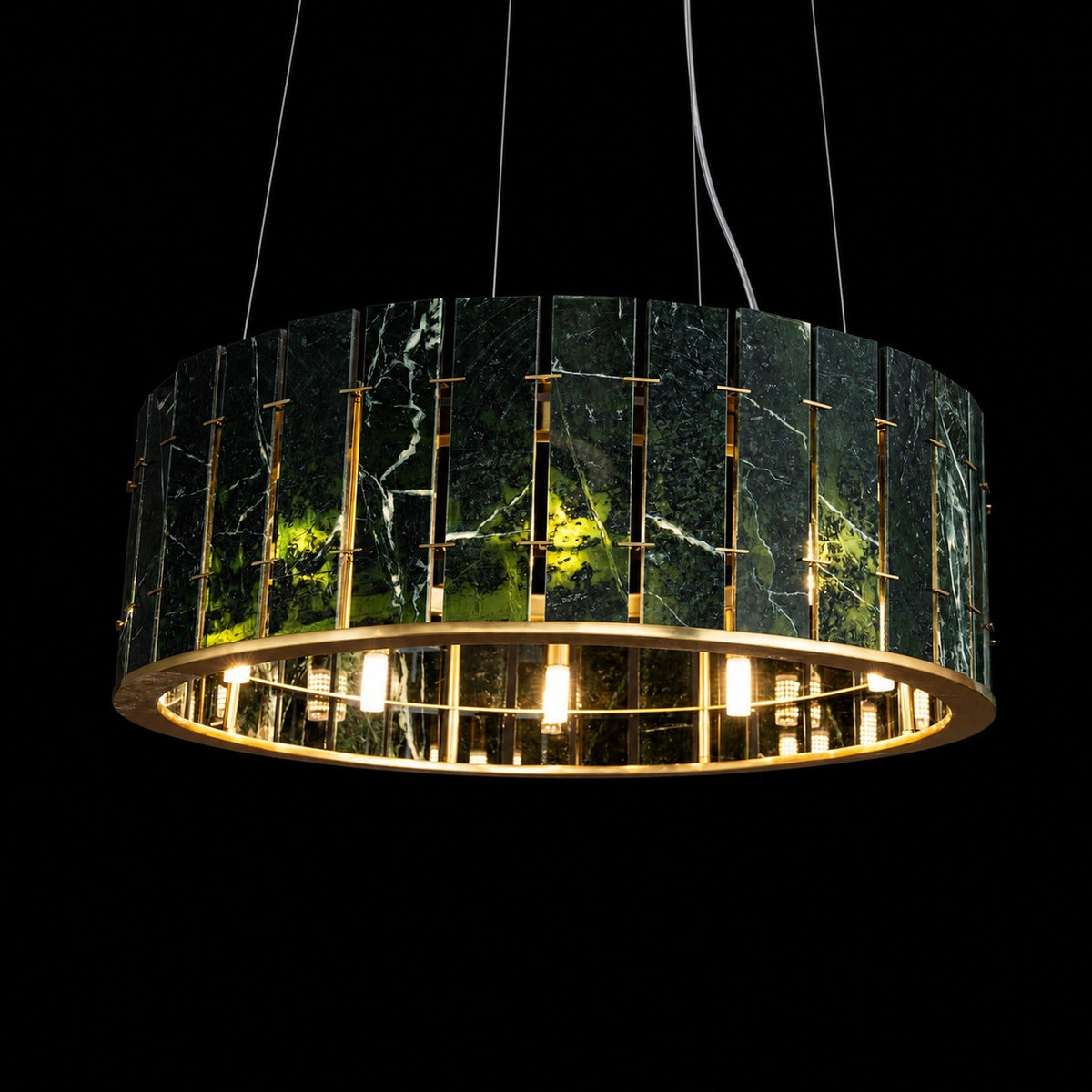 Modern Sculptural Luxury Stone Drum Chandelier