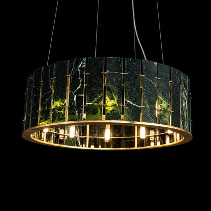 Modern Sculptural Luxury Stone Drum Chandelier