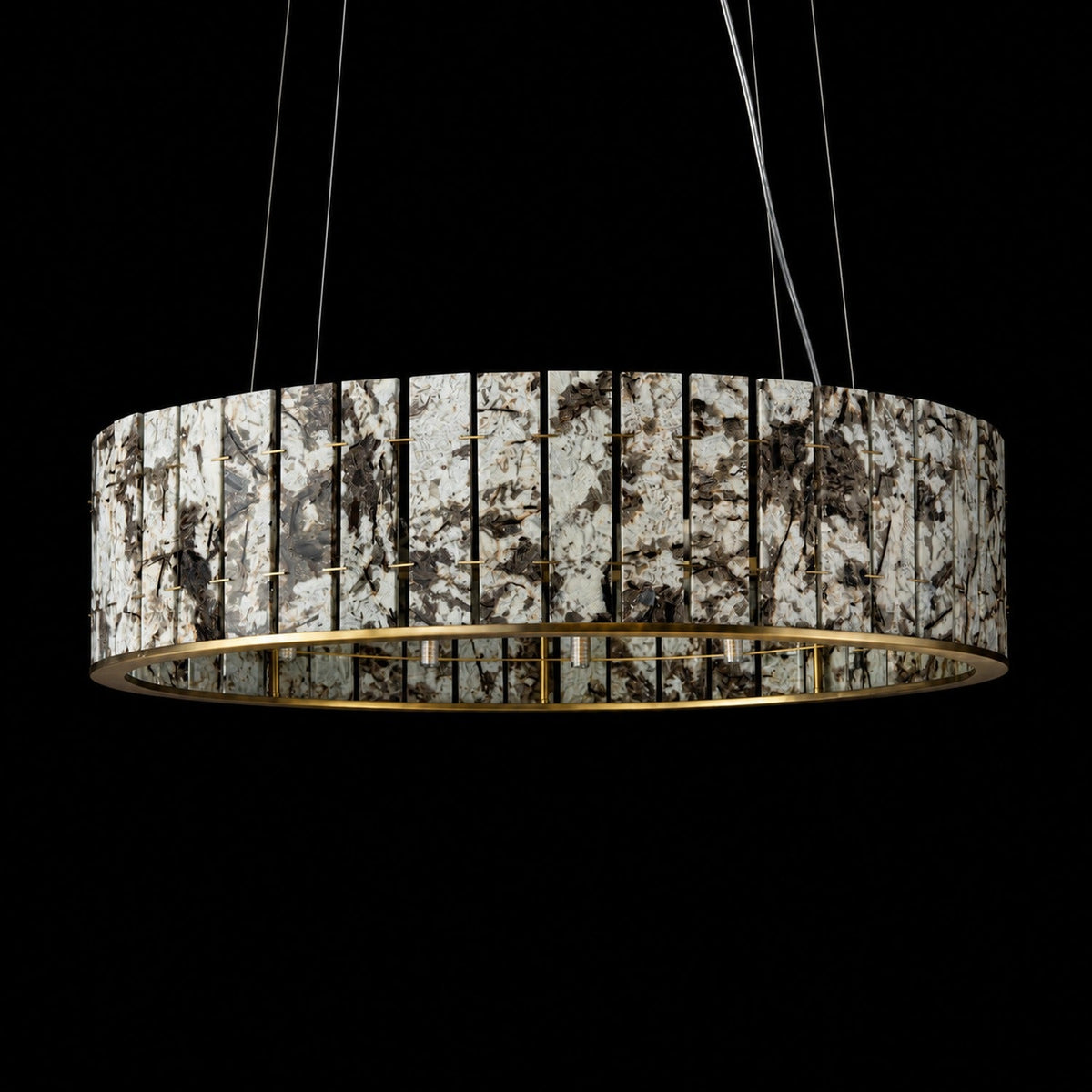 Modern Sculptural Luxury Stone Drum Chandelier