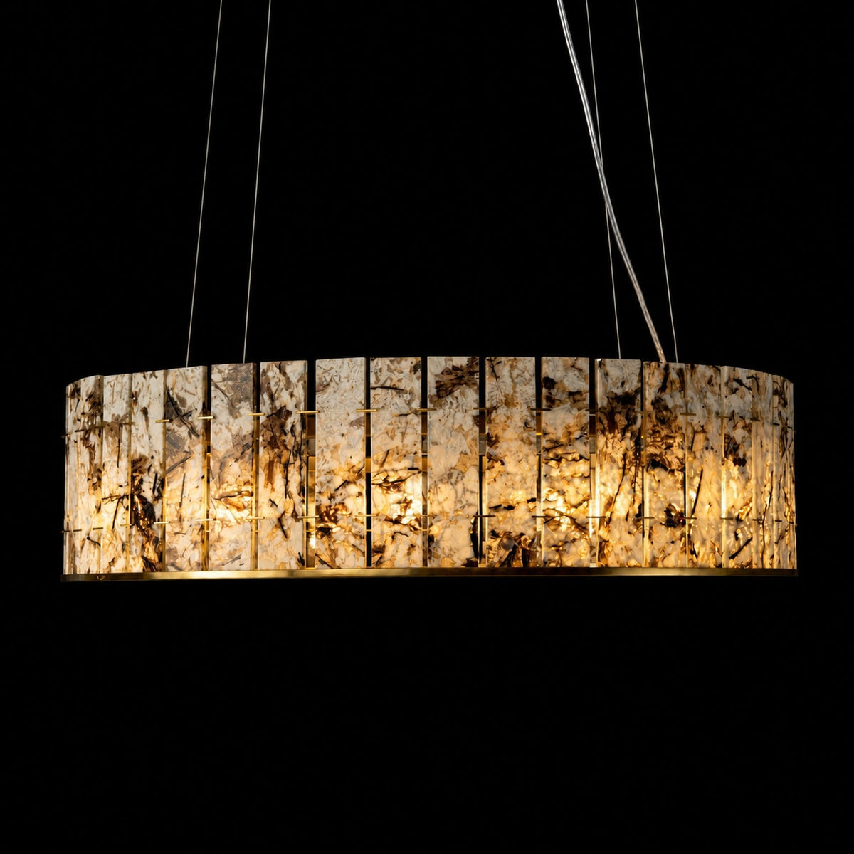 Modern Sculptural Luxury Stone Drum Chandelier