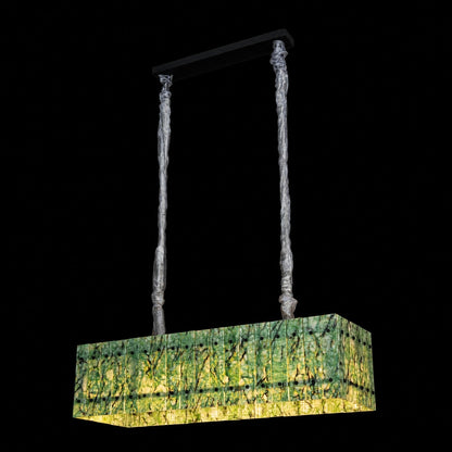 Modern Rectangular Luxury Stone Linear Chandelier