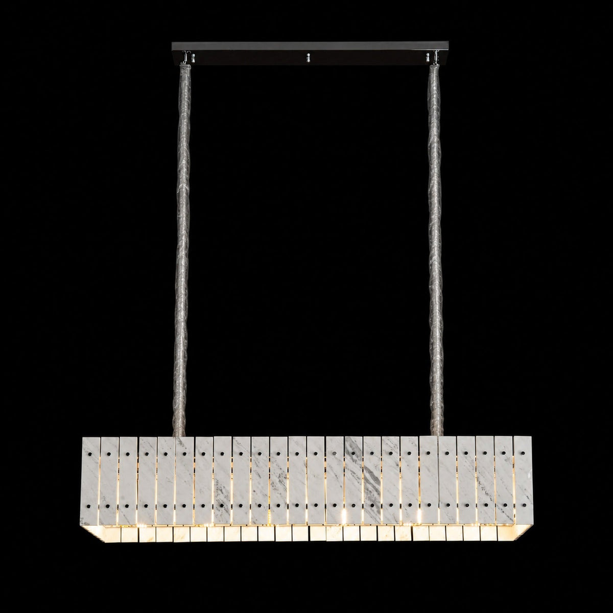 Modern Rectangular Luxury Stone Linear Chandelier