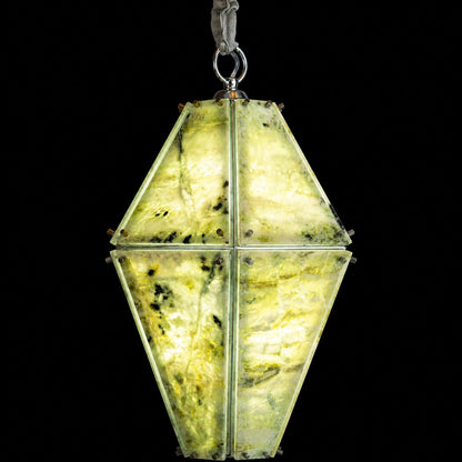 Modern Faceted Green Jade Luxury stone Lantern Chandelier