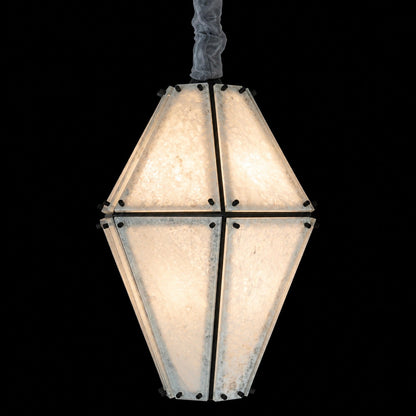 Modern Faceted Green Jade Luxury stone Lantern Chandelier