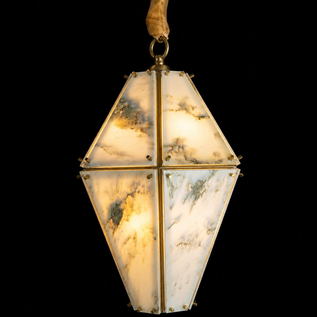 Modern Faceted Green Jade Luxury stone Lantern Chandelier