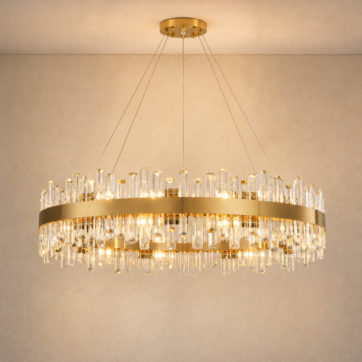 Round Golden Crystal Island Chandelier-1000