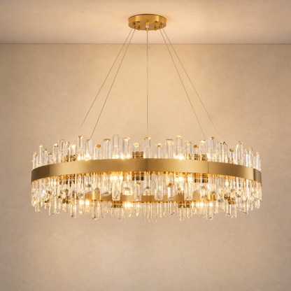 Round Golden Crystal Island Chandelier-1000