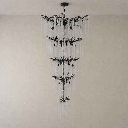 Octagonal Bead Tree Branch Staircase Light Five-Layer - Black 760