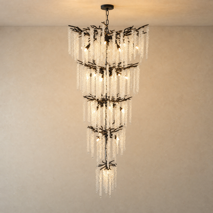 Octagonal Bead Tree Branch Staircase Light Five-Layer - Black 760