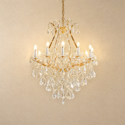 28.3" 12-Light Maria Theresa Crystal Chandelier - Gold