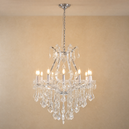 28.3" 12-Light Maria Theresa Crystal Chandelier - Silver