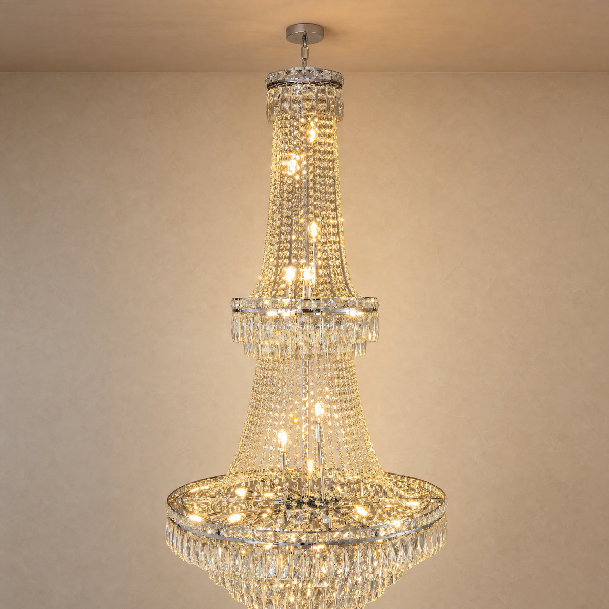 Two-Tier Square Diamond Round Pendant 780 - Silver