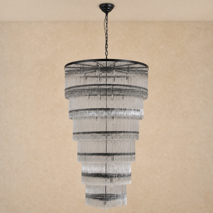 Seven-Tier Striped Column Staircase Chandelier D990 - Black