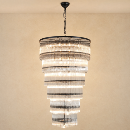 Seven-Tier Striped Column Staircase Chandelier D990 - Black