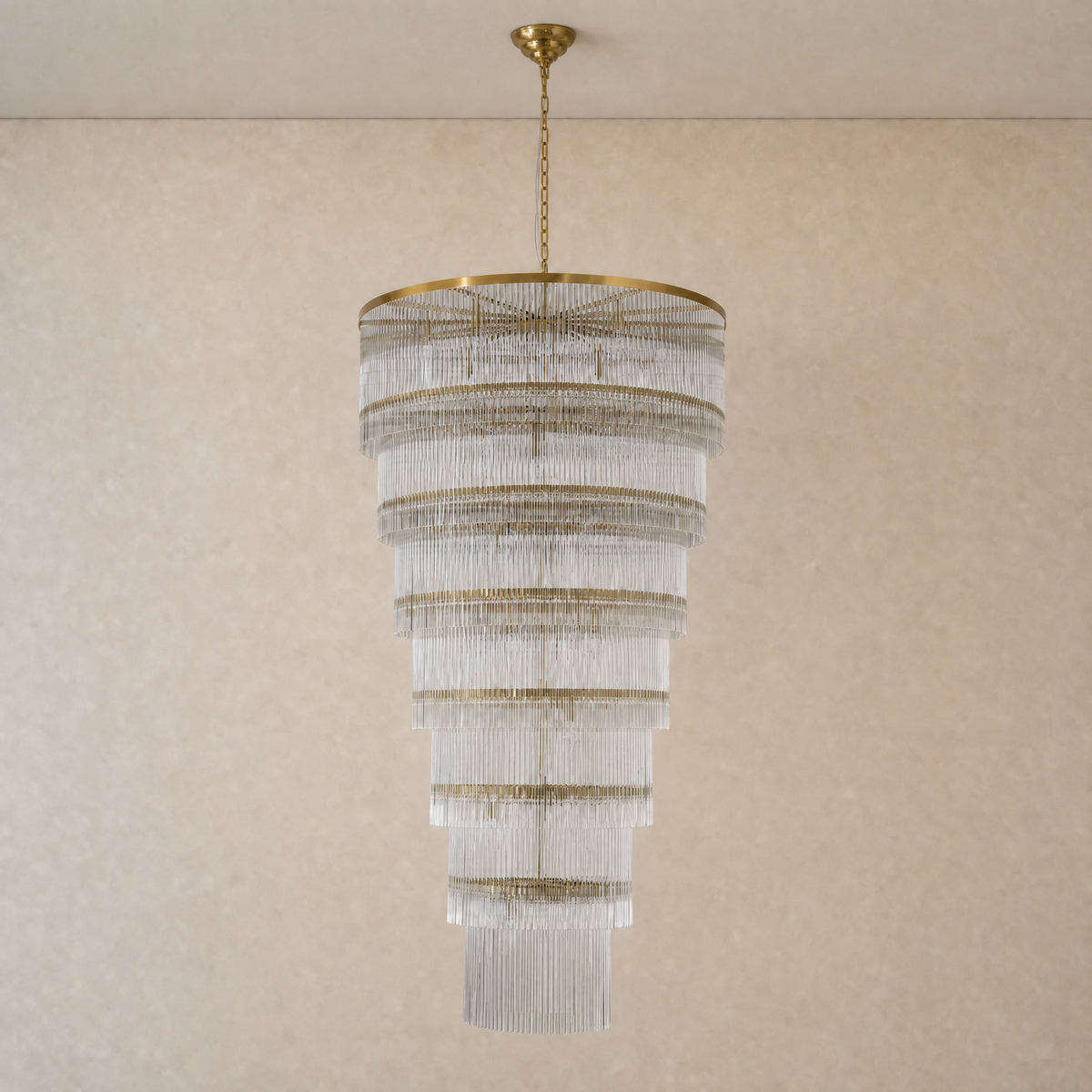 Seven-Tier Striped Column Staircase Chandelier 990 - Gold
