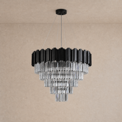 Inverted Triangle Crystal Round Pendant 700 - Black