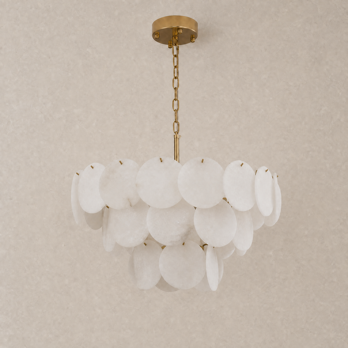 26" Natural Alabaster Round Chandelier