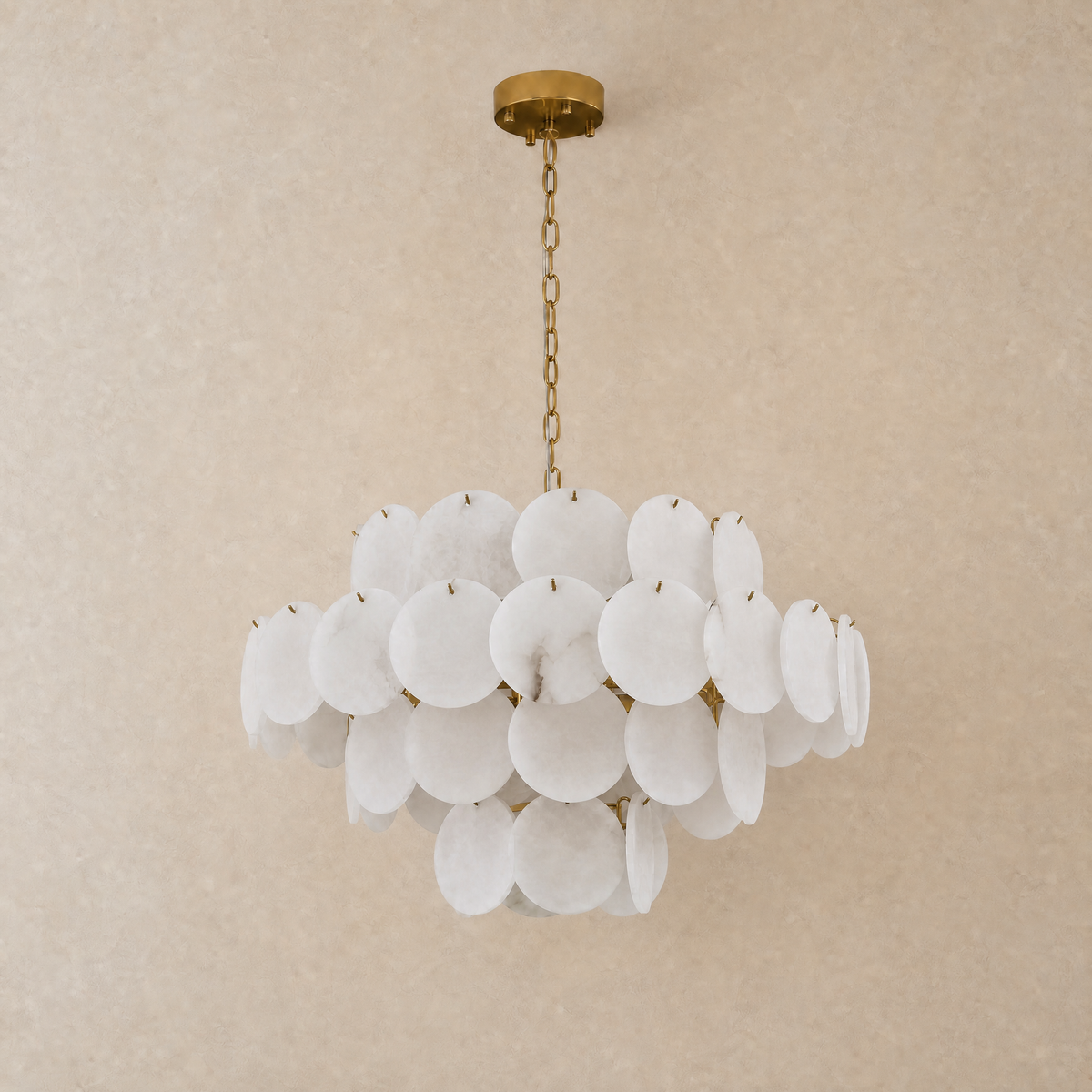 Natural Alabaster 31.5" Round Chandelier