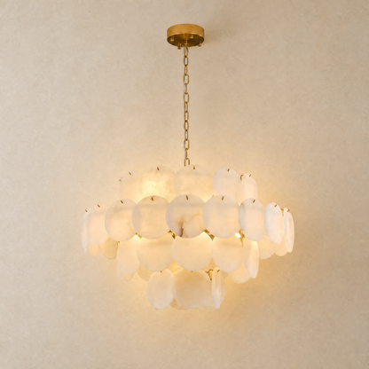 Natural Alabaster 31.5" Round Chandelier