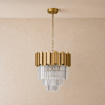 Modern Gold 3-Tier K9 Crystal Chandelier