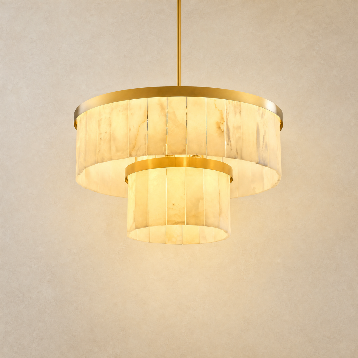 24" 2-Tier Alabaster Round Chandelier - Gold