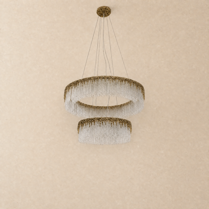 Ice Bloom Glass Two-Tier Chandelier D800+D500 - Copper