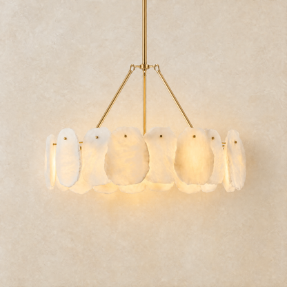 24" Alabaster Round Chandelier