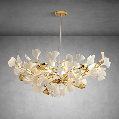 Branch Chandelier White Ceramic Ginkgo Leaf Chandeliers