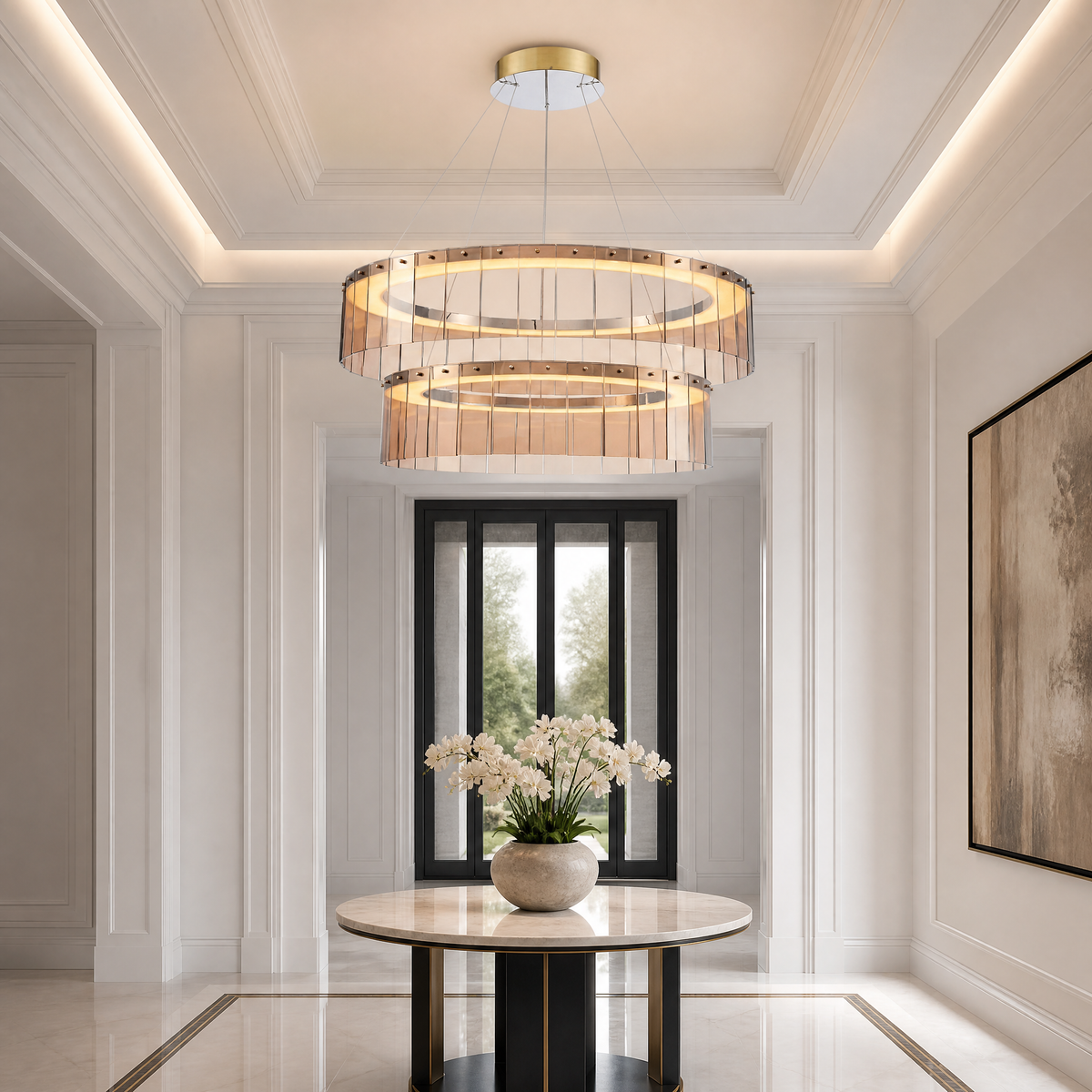 Zaeen Glass Tiered Chandelier 39"