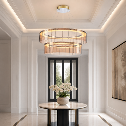 Zaeen Glass Tiered Chandelier 39"