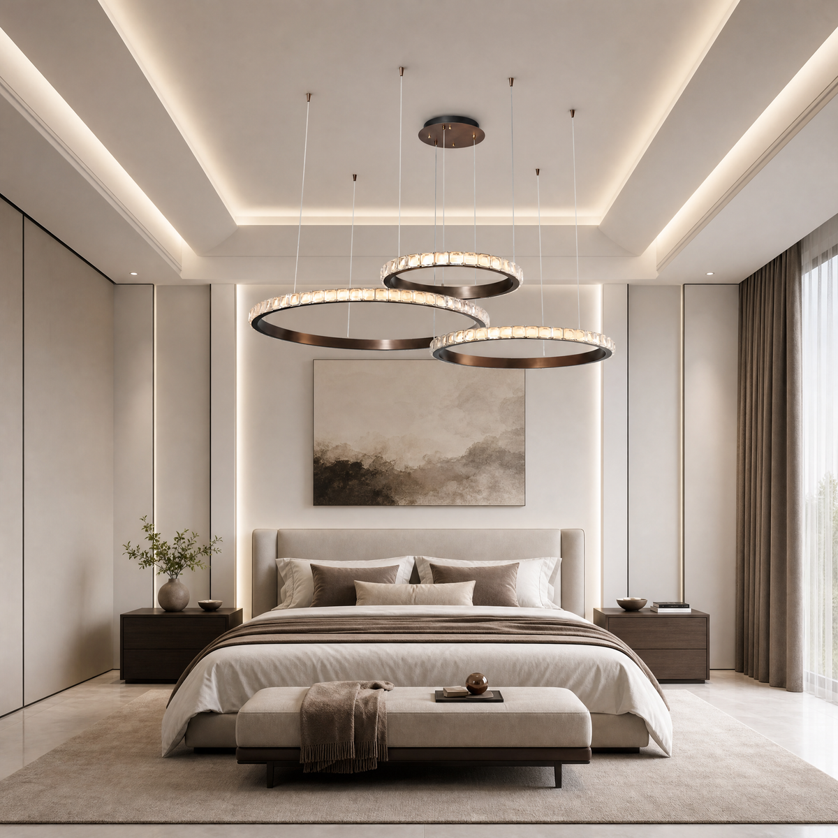 Eveen Triple-Ring Crystal Chandelier