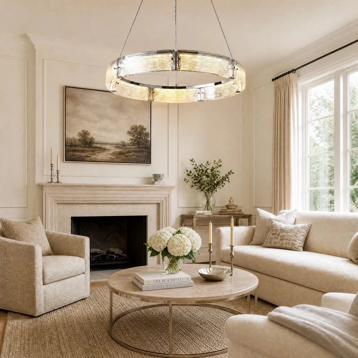 Galia Modern Glass Round Chandelier