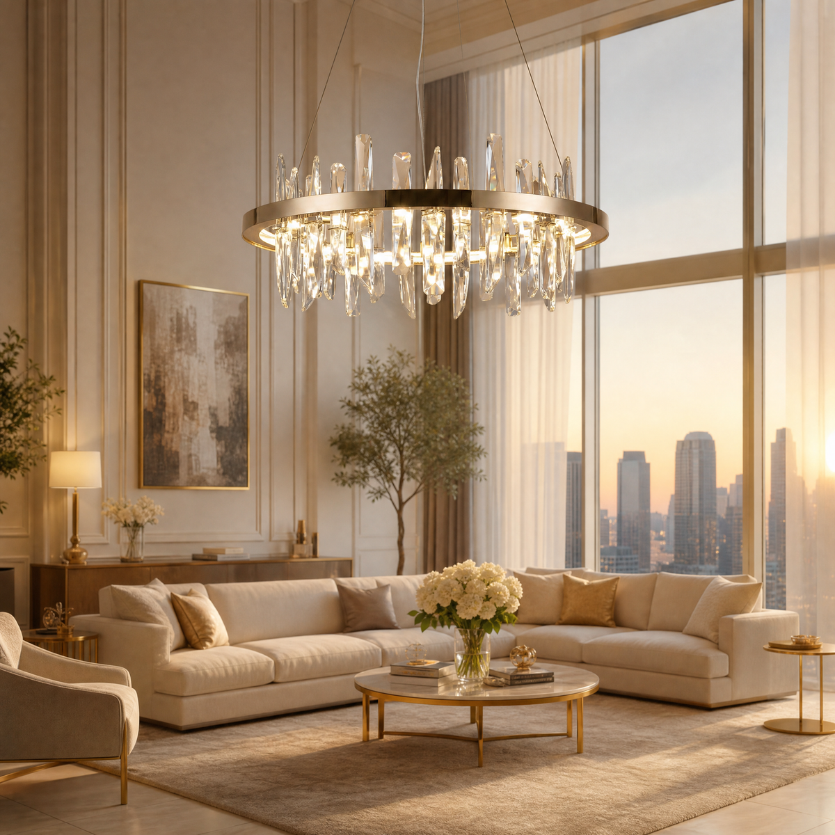 Uliia Round Crystal Pendant Light