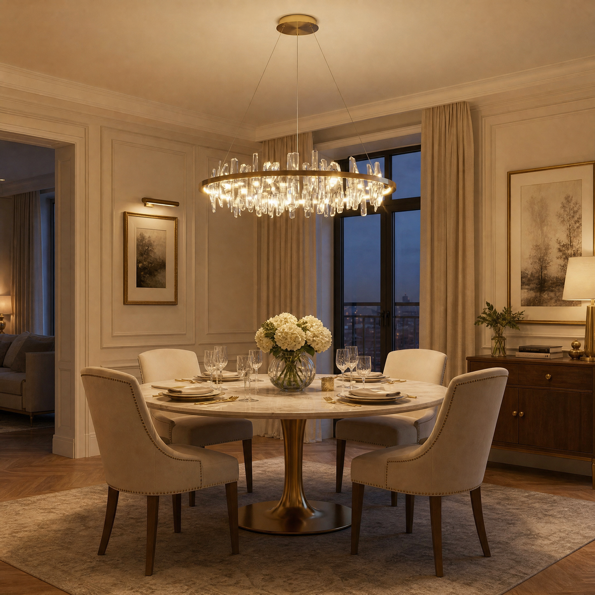 Uliia Round Crystal Pendant Light