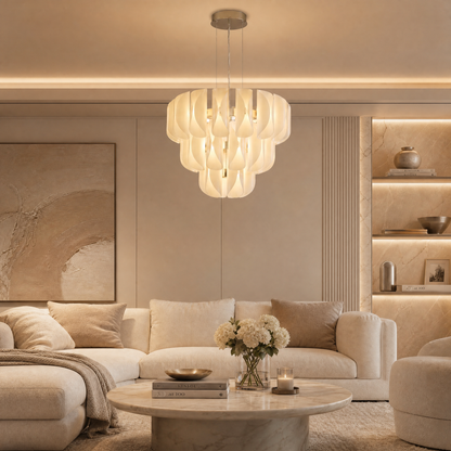 Ilyia Tiered Modern Glass Chandelier 31" D