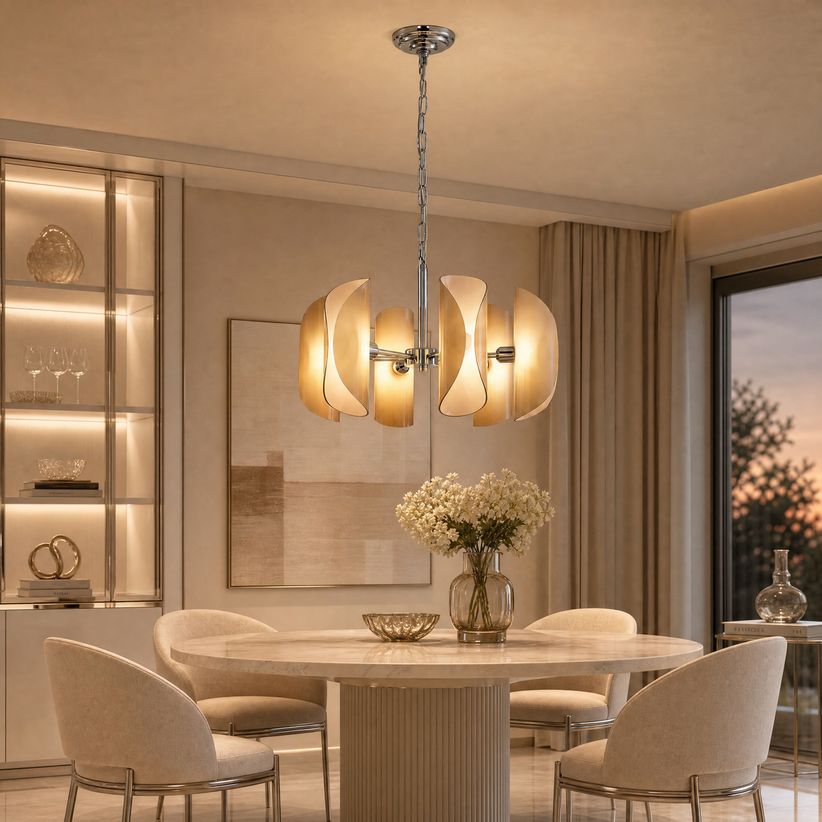 Ilyia Modern Chrome Glass Pendant Light