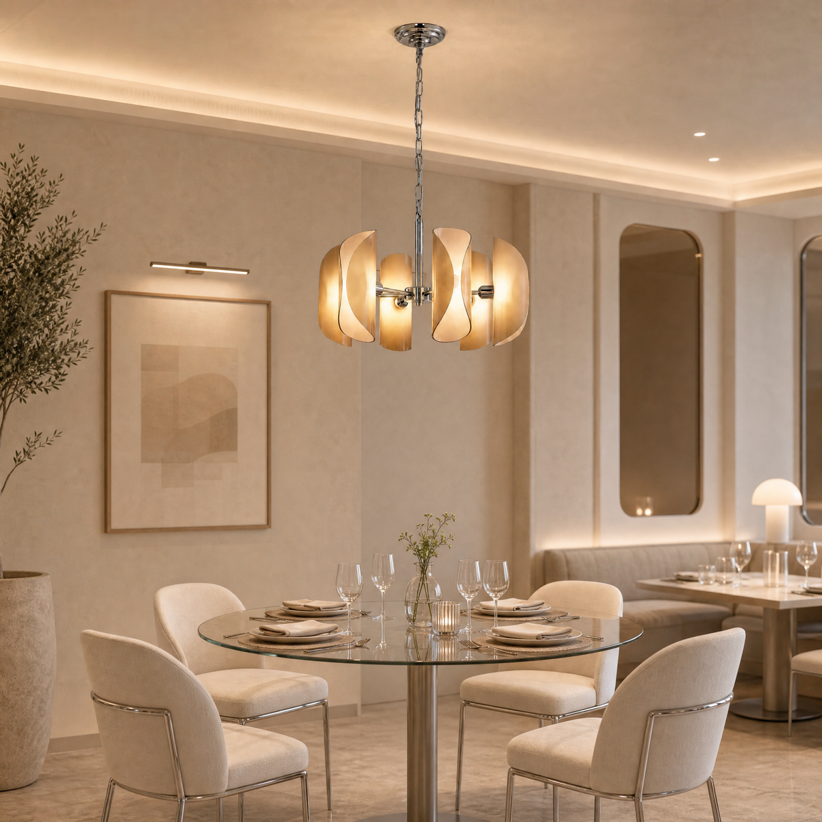 Ilyia Modern Chrome Glass Pendant Light