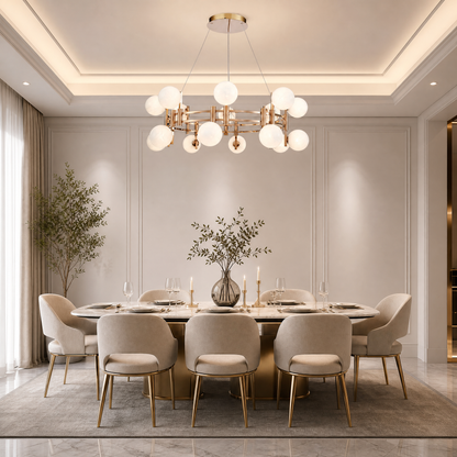 Arien Frosted Glass Globe Round Chandelier 39.4"