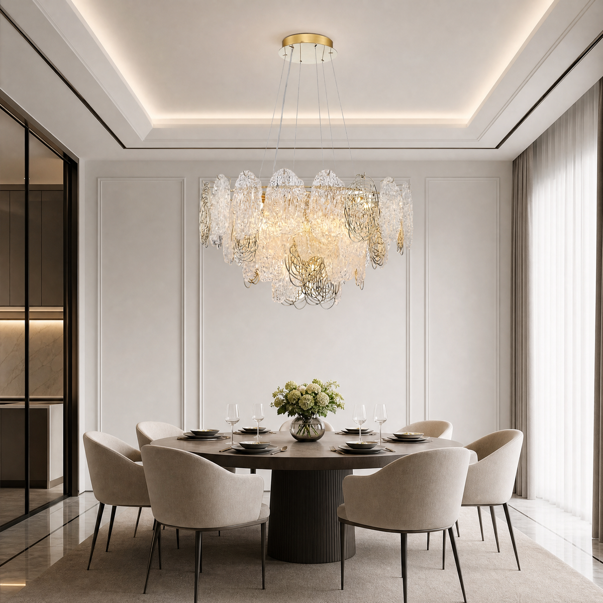 Pryen Artisan Glass Round Chandelier