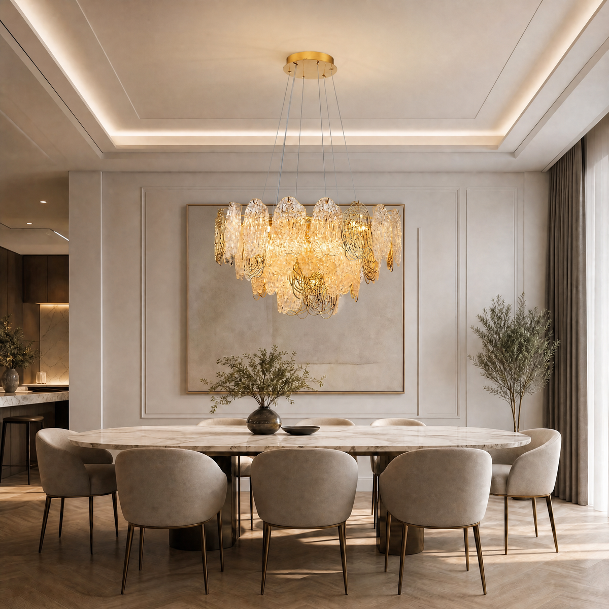 Pryen Artisan Glass Round Chandelier